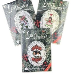 Vintage Lace Ornament Christmas cross stitch embroidery kit sealed set of 3